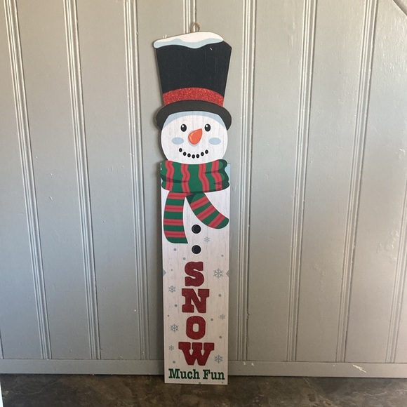 NWT- 48” Glittered LET IT SNOW Snowman Wooden Leaner or Hanger Decoration Sign - Picture 8 of 17